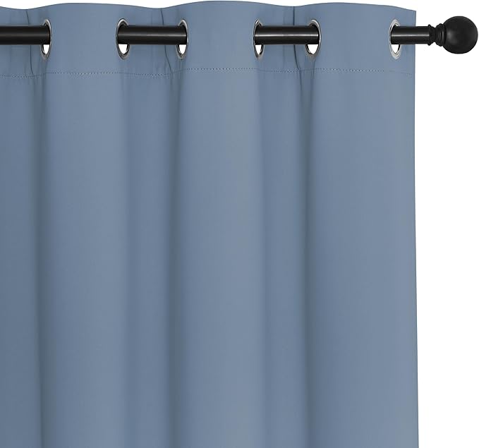 NICETOWN Blackout Curtains for Sliding Glass Door Room Divider Noise Reduce Curtain Panel Portable Window Screen Sliding Partition, W100 x L102 inches, 1 Panel, Stone Blue