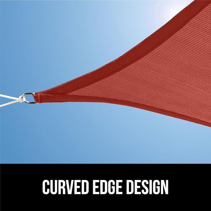 GORILLA GRIP Heavy Duty Sun Shade, UV Protection Fade Tear and Rust Resistant Rectangle Sunshade Canopy, Curved Edges Blocks Sunlight, Breathable Sail, Outdoor Patio, Lawn Garden, 16x16x16, Terra