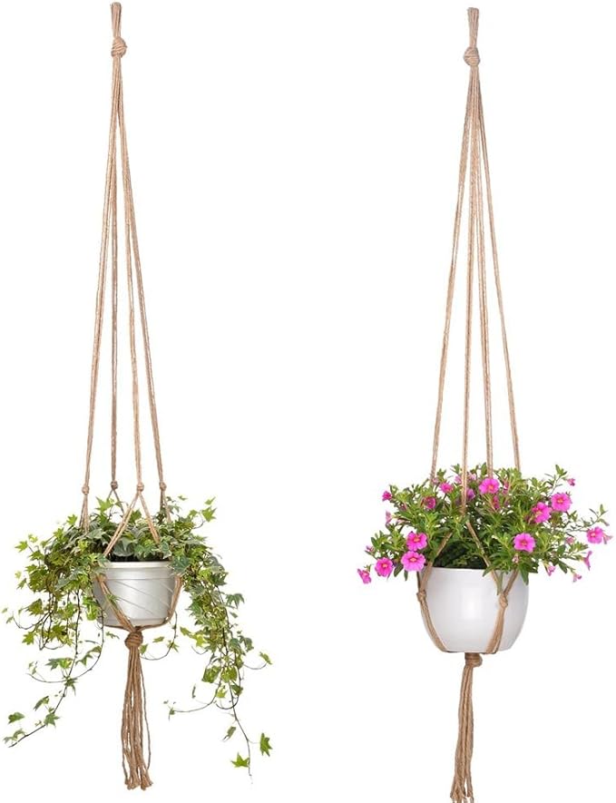 Plant Hanger, 10 Pieces 40'' Macrame Plant Hangers, Hanging Planters for Indoor Plants Pots, Plant Holder Basket Jute Rope Holder for Indoor Outdoor Garden Home Decorations (Natural)