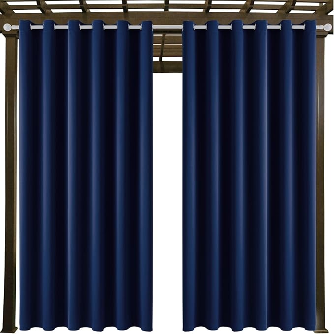 Outdoor Indoor Curtains W84 x L84 for Patio - Weather-resistant Window Panels Privacy Protect Grommet Top Thermal Insulated Home Curtain for Porch Pergola Lawn Garden Hot Tub Area (2 Panels)