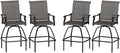LEVELEVE Patio Bar Set 4pcs Swivel Bar Stools Outdoor Bistro Textilene Furniture Stability All-Weather Set (Grey Fabric)