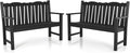 Outdoor Bench Set of 2, Weatherproof Garden Benches for Outdoors, All Weather HIPS Patio Bench Holds up to 800lbs, Never Rot or Fade, Comfort Bench for Porch Garden Patio Yard and Park(Black)