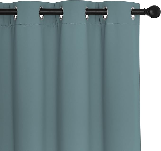 NICETOWN Blackout Room Divider Curtains for Sliding Glass Doors 102 Inches Long 1 Panel, Extra Wide Curtains for Doorway Patio Bedroom Living Room (Greyish Blue, 80Wx102L, 1 Panel)