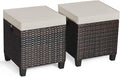 Tangkula 2 Pieces Outdoor Patio Ottoman, All Weather Rattan Wicker Ottoman Seat, Patio Rattan Furniture, Outdoor Footstool Footrest Seat w/Removable Cushions