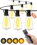 Outdoor Patio String Lights: 200Ft 60M Outside Waterproof Light - Remote Dimmable ST38 Shatterproof Bulb Connectable Hanging Outdoor Electric Lighting - Backyard Yard Gazebo Porch Party