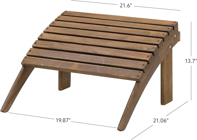 Linon Home Dcor Linon Adirondack Woodstock Ottoman, Teak Stain, Acorn, 21.6"W x 21.06"D x 13.7"H