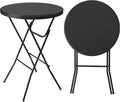 VINGLI 32" Plastic Folding Round Table Bar Height, HDPE Matrial with Gray Metal Finish, High Top Table for Outdoor Party, Cafes, Restaurants, Backyard, Dining Room, Wedding Event,1 Pack, Black
