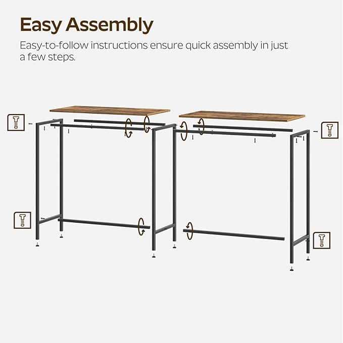 63" Long Bar Table, Counter Bar Height Table, High Top Table, Rectangular Bar Pub, for Kitchen, Living Room, Dining Room, Entryway, Rustic Brown and Black BT06BR