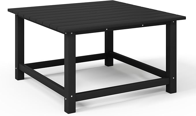 WestinTrends Malibu Low Outdoor HDPE Square Patio Coffee Table, Black
