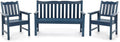 Stoog Outdoor Bench & Chairs Set, All-Weather Patio Furniture Set, Include 2 Patio Chairs and 1 Patio Bench, for Porch, Backyard, Lawn, and Garden, Blue