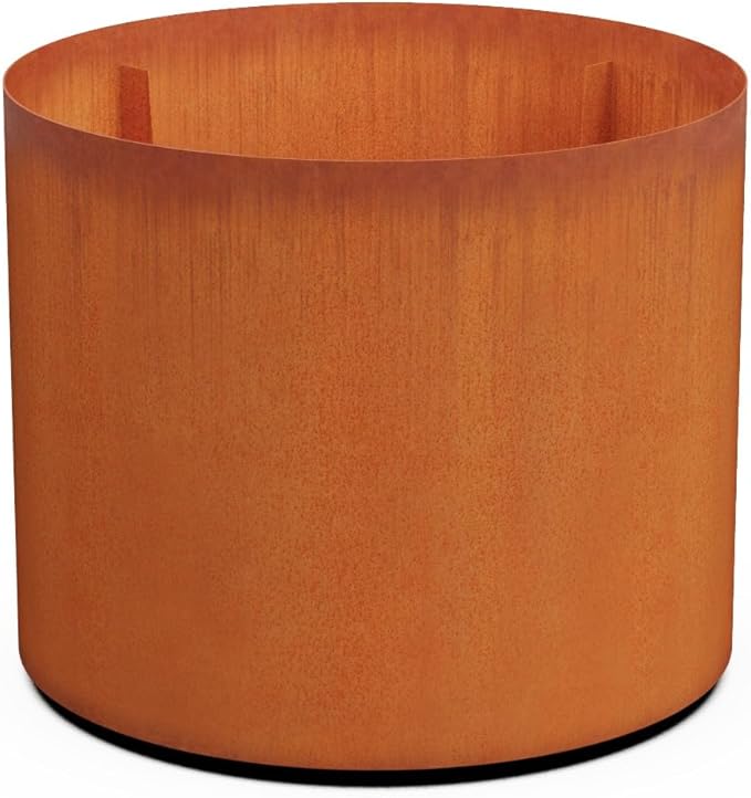 Plantercraft Large Round Planters for Outdoor Plants | 36x30 Inch Extra Large Corten Steel Planters for Front Porch & Patio | Modern Rustic Metal Planter