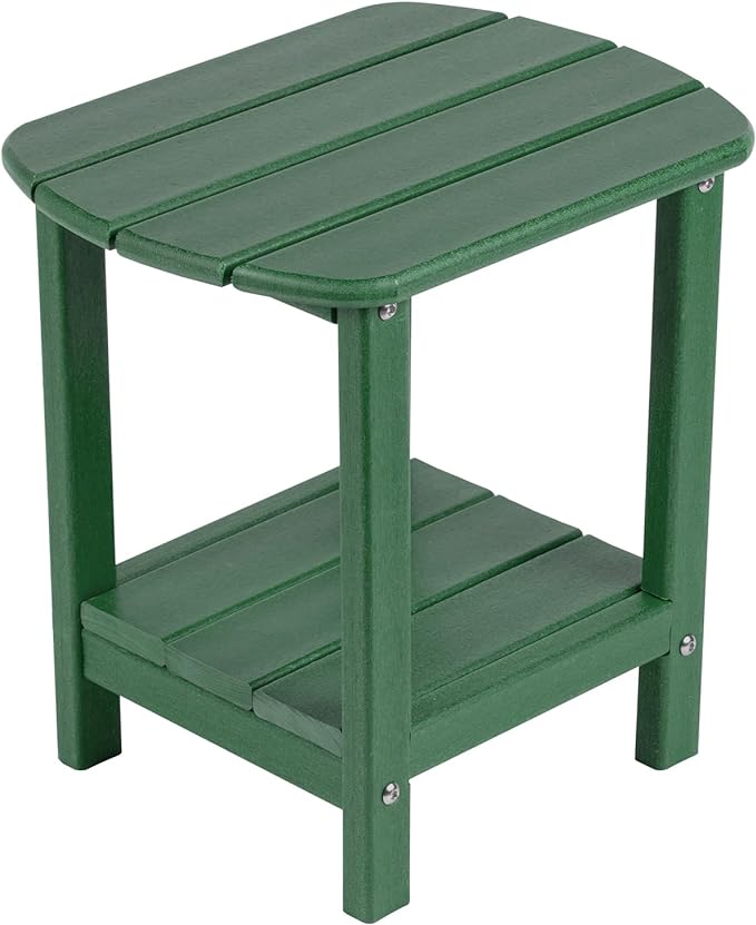 nalone Adirondack Side Table 16.5" Outdoor Side Table HDPE Plastic Double Adirondack End Table Small Table for Patio (Green)