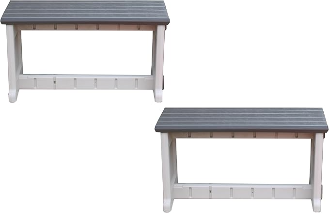 Bench, Deep Grey Top with Warm Grey Sides, 2 Pack - Proudly Made in The USA, Click and Lock Hardware-Free Assembly, Durable and Stylish Outdoor Seating