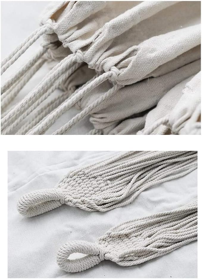 Hammock Brazilian Double Hammocks Soft Comfortable Fabric Cotton Canvas Hanging Portable Two Person Hammock Boho Fringe Large for Adults Backyard Travel