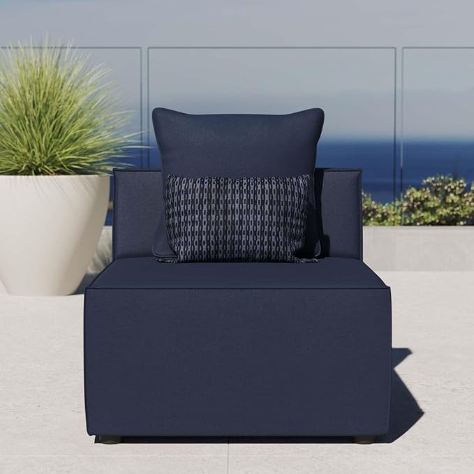 Modway EEI-4209-NAV Saybrook Patio Armless Chair in Navy Blue