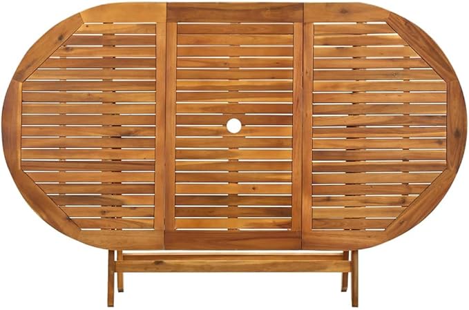 vidaXL Solid Acacia Wood Folding Patio Table - Elegant Outdoor Dining Furniture for Garden, Terrace, Patio