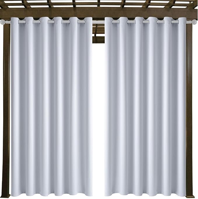Water Proof Outside Curtains with Grommet Top for Porch, W84 x L84 Thermal Insulated Washable Light Block Outdoor Divider Drapes for Patio Gazebo Deck Pool Area Pergola Cabana (2 Panels)