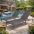 Kozyard 2-Pack Outdoor Lounge Chairs, Foldable Aluminum Frame Patio Chaise Lounge with 5-Position Adjustable Backrest, Assemble-Free, Breathable Textilene Fabric for Poolside Beach (Gray, Notable)