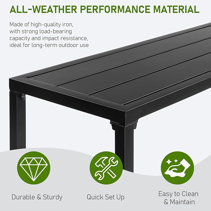 Outvita Outdoor Bar Table, 37" Height Patio Pub Table with Waterproof Frame and Adjustable Foot for Hot Tub, Patio, Backyard, Balcony, Hallway, Bistro Rectangle, Black