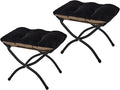 15"(H) Folding Ottoman, Set of 2, Foldable Footrest Stool, Small Foot Stool for Couch, Collapsible Foot Rest Ottoman for Sofa, Accent Padded Ottomans for Living Room, Bedroom, Black