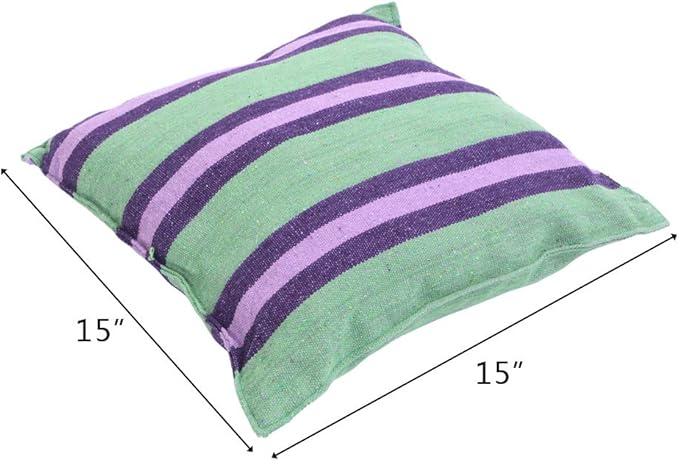 ONCLOUD Hammock Chair Hanging Rope Swing, Load Capacity 550 LBS Macrame Hammock Swing Seat with Two Cushions, Hammock Seat with Portable Steel Spreader Bar for Indoor/Outdoor, Purple Green Stripe