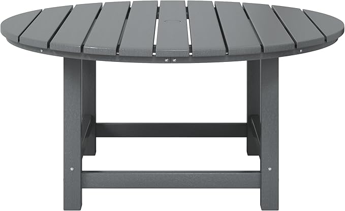 WestinTrends Malibu Low Outdoor HDPE Round Patio Coffee Table, Gray