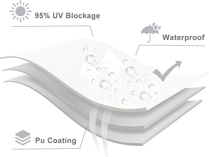LOVE STORY Rectangle 8'x16' Waterproof Sun Shade Sail Canopy UV Block for Outdoor Patio Backyard Carport,White(We Make Custom Size)