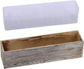 1 Pcs Wood Planter Rectangle Whitewashed Rectangular Decorative Wooden Box with Inner Plastic Box - 17.3" L x 3.9" W x 3.9" H Floral Natural Centerpieces Rustic Wedding Decor