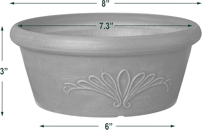 Arcadia Garden Products PSW TA20TC Plastic/Stone/Wood Composite Bulb Pan – No Drainage Hole (Drillable), 8"x3", Terra Cotta Color