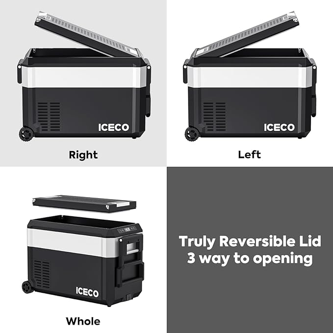 ICECO JP40 Pro 12 Volt Car Refrigerator, Portable Fridge Freezer for Camping, Car Fridge Powered by SECOP, 12V refrigerator for Car & Home, DC 12/24V, AC 110/240V, Multi-directional Lid