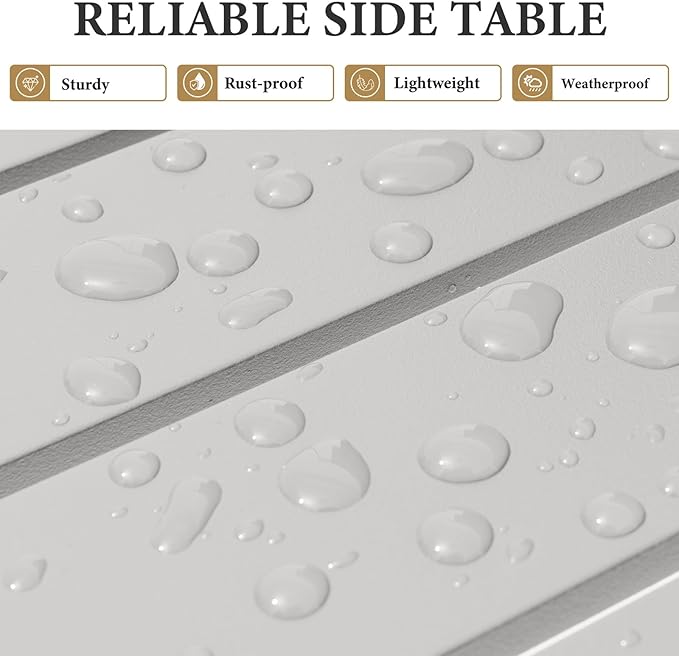 Crestlive Products Aluminum Outdoor Side Table, Pool Lounge Chair Side Table, Weather Resistant Small Square Coffee End Table for Patio, Yard, Garden, Porch, Deck, Indoor, Outdoor
