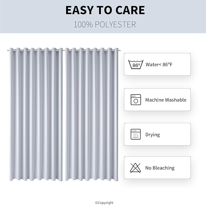 Outdoor Indoor Curtains W105 x L108 for Patio - Weather-resistant Window Panels Privacy Protect Grommet Top Thermal Insulated Home Curtain Room Divider for Porch Pergola Lawn Garden (2 Panels)