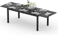 Outdoor Expandable Dining Table 71"-106" Aluminum Patio Dinner Table for 8-10 Person, Rectangular Metal Collapsible Tables with Umbrella Hole, Patio Tables with Extendable Top for Garden, Backyard
