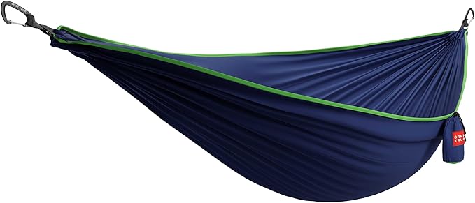 GRAND TRUNK TrunkTech Double Hammock | Ultra-Strong & Lightweight | 11 ft Hammock with Ripstop Nylon | 500 lb Capacity | Fast-Drying & Weather-Resistant | Navy/Green