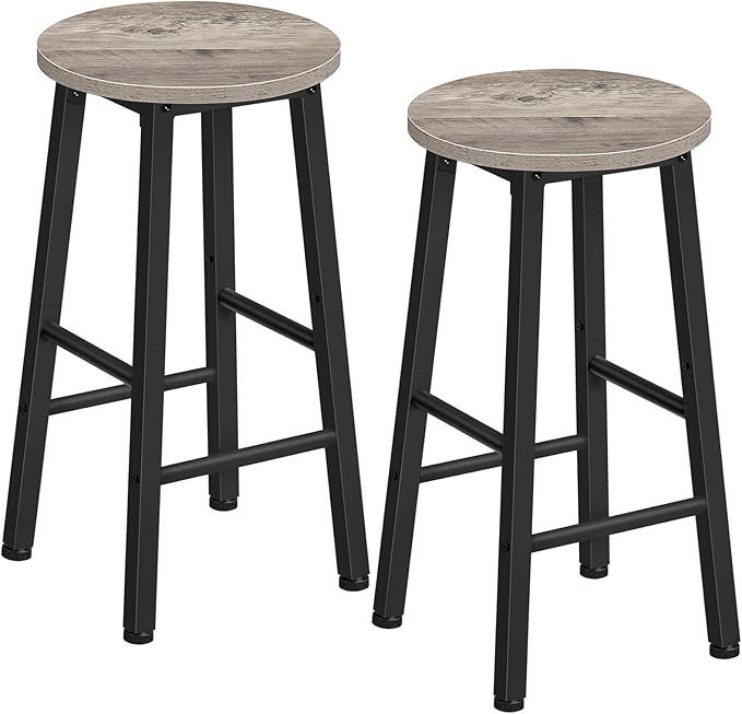HOOBRO Bar Stools Set of 2, Counter Height Bar Stools, 25.8" Bar Stools for Kitchen Island, Industrial Kitchen Bar Chairs, for Dining Room, Kitchen, Bar, Greige and Black BG07BY01G1N2