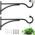 11 Inch 2 Pack Heavy Duty Plant Hangers Outdoor, Metal Plant Brackets for Hanging Baskets, Plant Wall Hooks for Bird Feeders, Wind Chimes & Lanterns, Premium Metal Hooks Matte Black, 30lbs Capacity