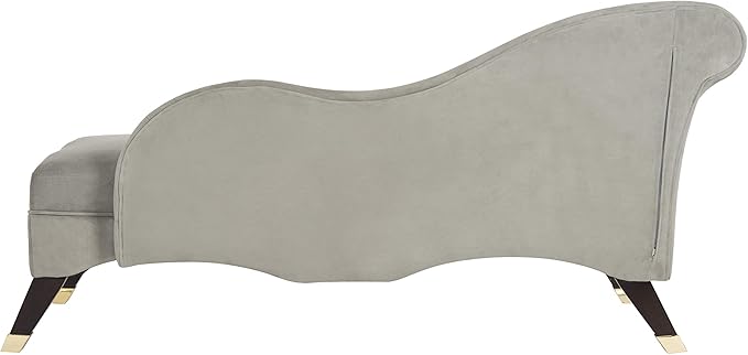 Safavieh Home Collection Caiden Grey Velvet Chaise with Pillow
