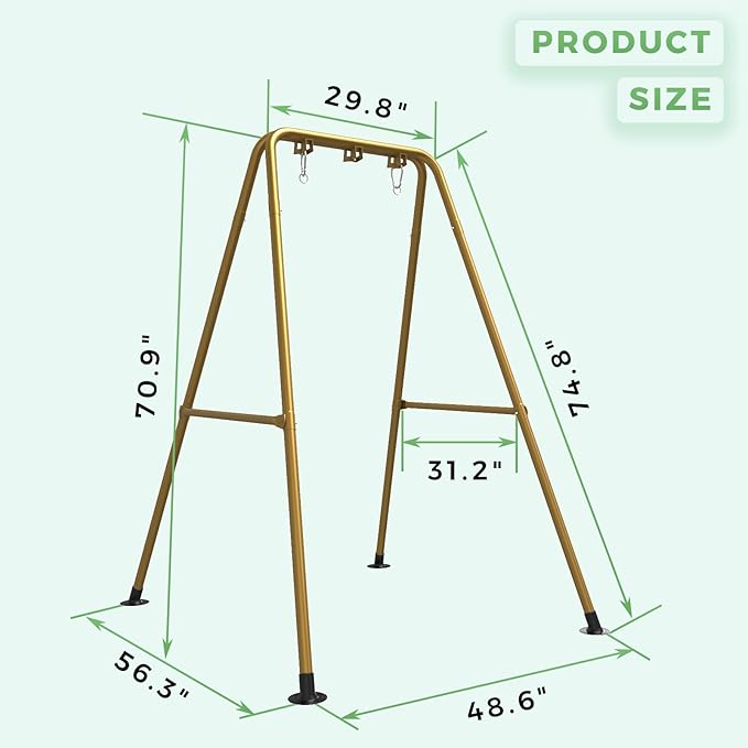 G TALECO GEAR Hammock Chair Stand,Heavy-Duty Steel Hammock Stand,300LBS Multi-Use Swing Stand for Outdoor Indoor，Hammock Chair not Include (Gold)