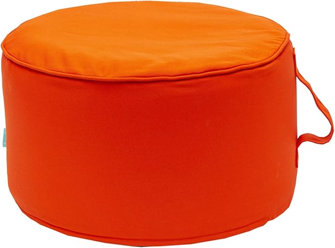 QILLOWAY Indoor/Outdoor Inflatable Stool,Round Ottoman,All Weather Foot Rest for Camping or Home,Orange