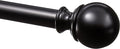 Amazon Basics Sturdy Adjustable Curtain Rod for Windows with Round Finials, 1-Inch, 72" to 144", Black, 1-Pack