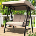 AECOJOY 2-Seat Outdoor Patio Swing Chair with Adjustable Canopy, Porch Swings Chairs for Adult, Outside Swing Bench with Removable Cushion, Suitable for Backyard, Garden, Yard, Poolside, Balcon,Beige