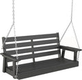 IVY&LANE Outdoor Porch Swing | HDPE Plastic | 2-Person | Hanging Bench Swings | Weatherproof | 4 Stainless Steel Chains | Black | for Outside Patio Garden Backyard Tree
