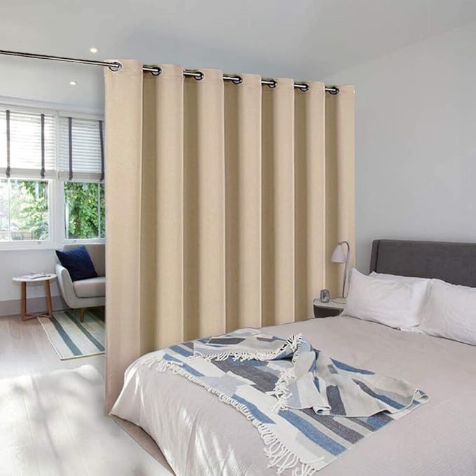 NICETOWN Extra Wide Patio Door Curtain - Energy Smart & Noise Reducing Grommet Thermal Insulated Wide Width Drapes, Sliding Door Curtain for Guestroom(Biscotti Beige, W100 x L84)