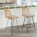 IDZO 400lbs Capacity Rattan Outdoor Counter Stools, 24" Tall, Set of 2, Comfort Cushion, Solid Steel Frame, Easy Assembly, Use for Outdoor & Indoor, Ideal for Patio & Kitchen Island