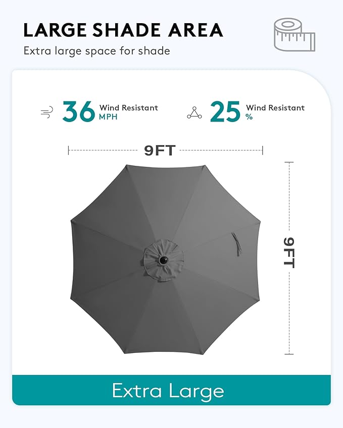 SERWALL Outdoor Bar Set with 9ft Umbrella, All-Weather HDPE Patio Bar Chairs and Table, Outdoor Furniture Set for Poolside, Backyard, Garden - Blue