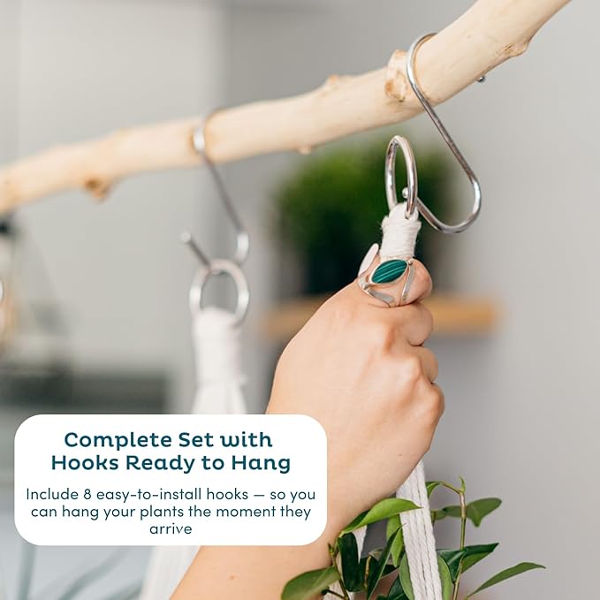 Nook Theory 4-Pack Macrame Plant Hangers with 8 Hooks - Hanging Planters for Indoor Plants, Boho Macrame Hangers Indoor Outdoor, Decorative Plant Hanger Indoor (Caramel)