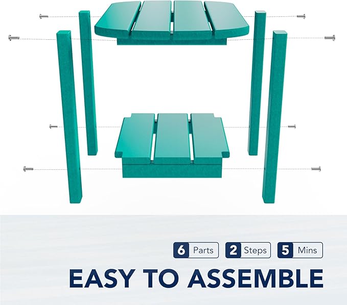 nalone Adirondack Side Table 16.5" Outdoor Side Table HDPE Plastic Double Adirondack End Table Small Table for Patio (Aruba)