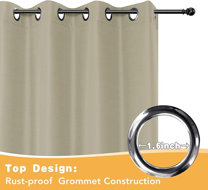 HolidayIdeas Outdoor Curtains for Patio Waterproof, 4 Panels - 54 x 95 Inch - Privacy Protection & Light Filtering Curtains Taupe Grommet Outside Curtains for Porch, Gazebo, Pergola, Backyard