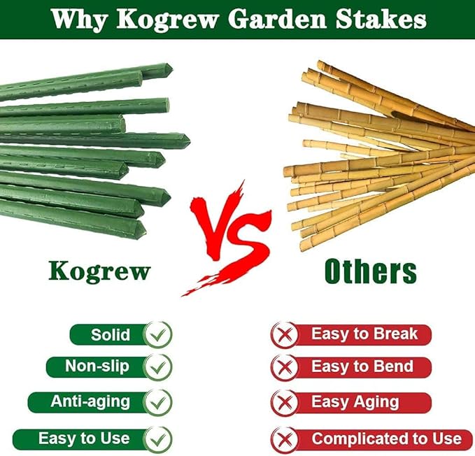 6Ft 72inch Garden Stakes Sturdy Plant Sticks Support Tomato Stakes for Vegetable,Pack of 20