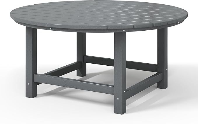 WestinTrends Malibu Low Outdoor HDPE Round Patio Coffee Table, Gray